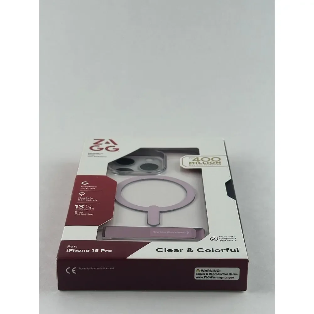 Zagg Piccadilly Snap w/ Kickstand iPhone 16 Pro Clear/Pink Case NWT